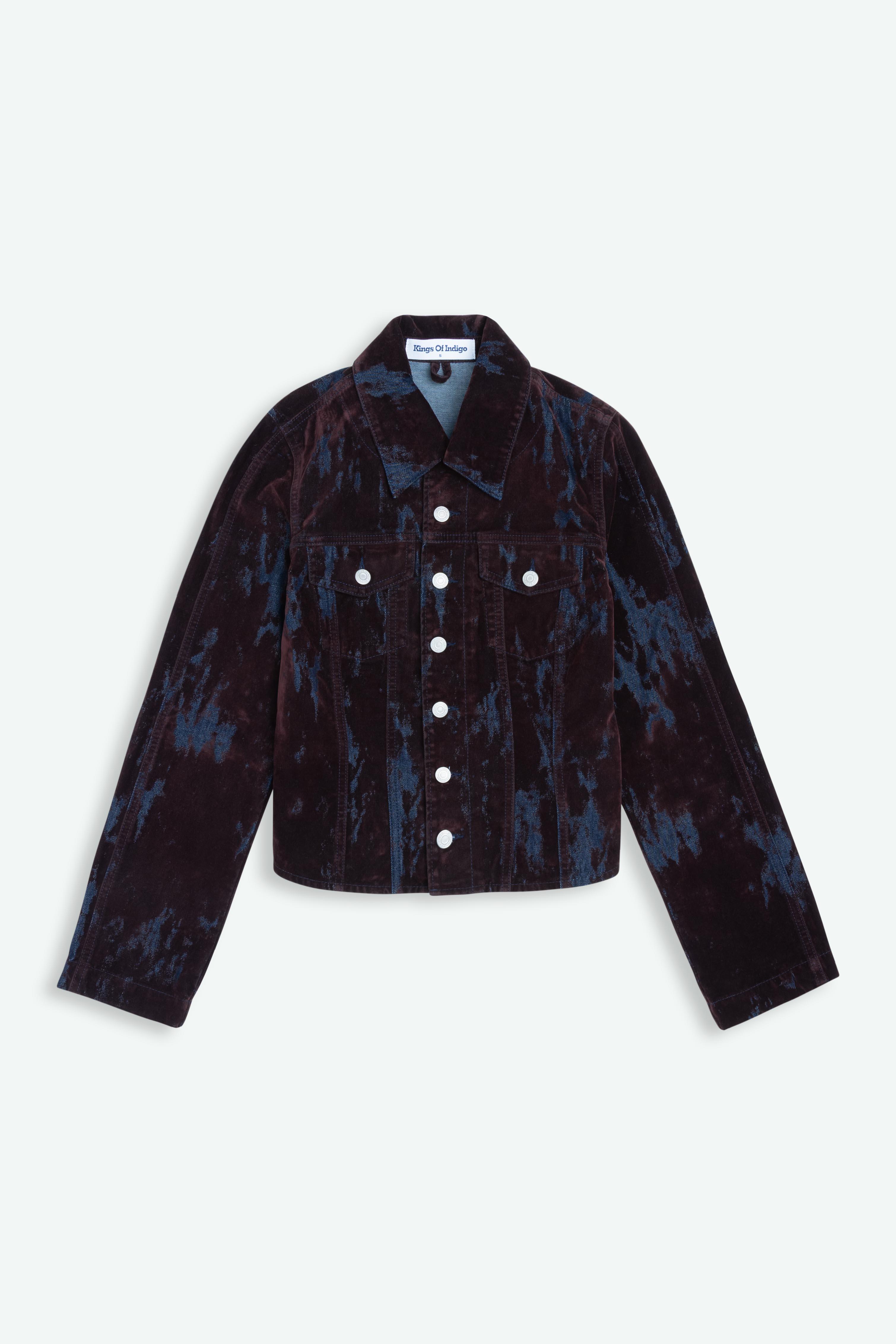 Kings Of Indigo Iwashiro Fudge Larissa Flock Damenjacke Denim braun